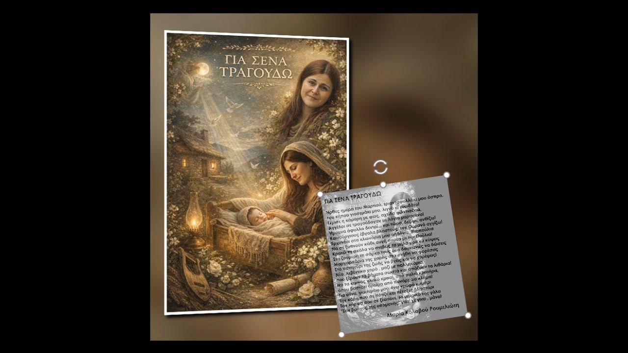 "ΓΙΑ ΣΕΝΑ ΤΡΑΓΟΥΔΩ" ( Στίχοι: Mαρίας Κολοβού-Ρουμελιώτη-Μελοποίηση ο Pierrotos)