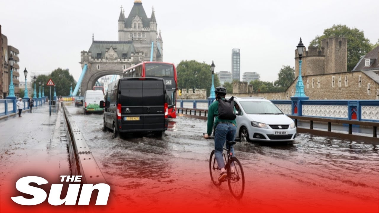 Tower Bridge flooded & Tube stations underwater as torrential rain hits ...