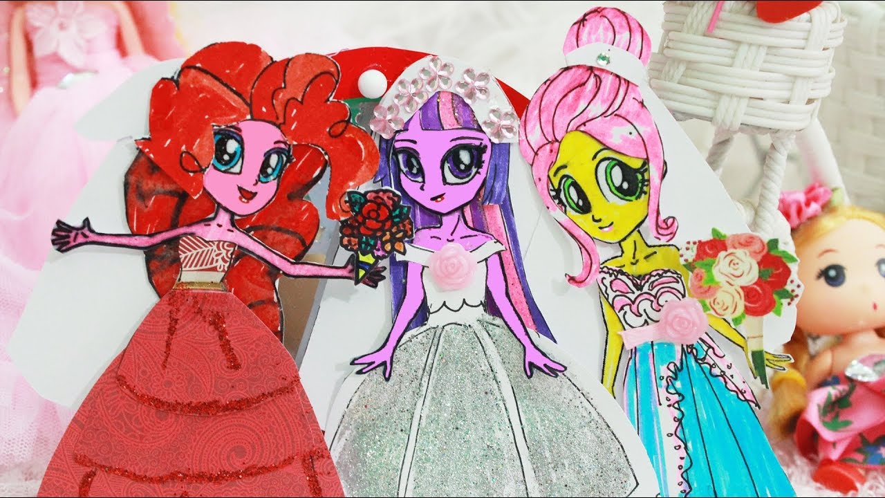 Wedding Dress for Equestria Girls  Bride paper dolls Twilight, Pinkie Pia and Fluttershy
