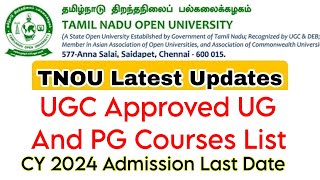 Tamilnadu Open University UGC Approval Course List 2024-Admission Last  Date👍