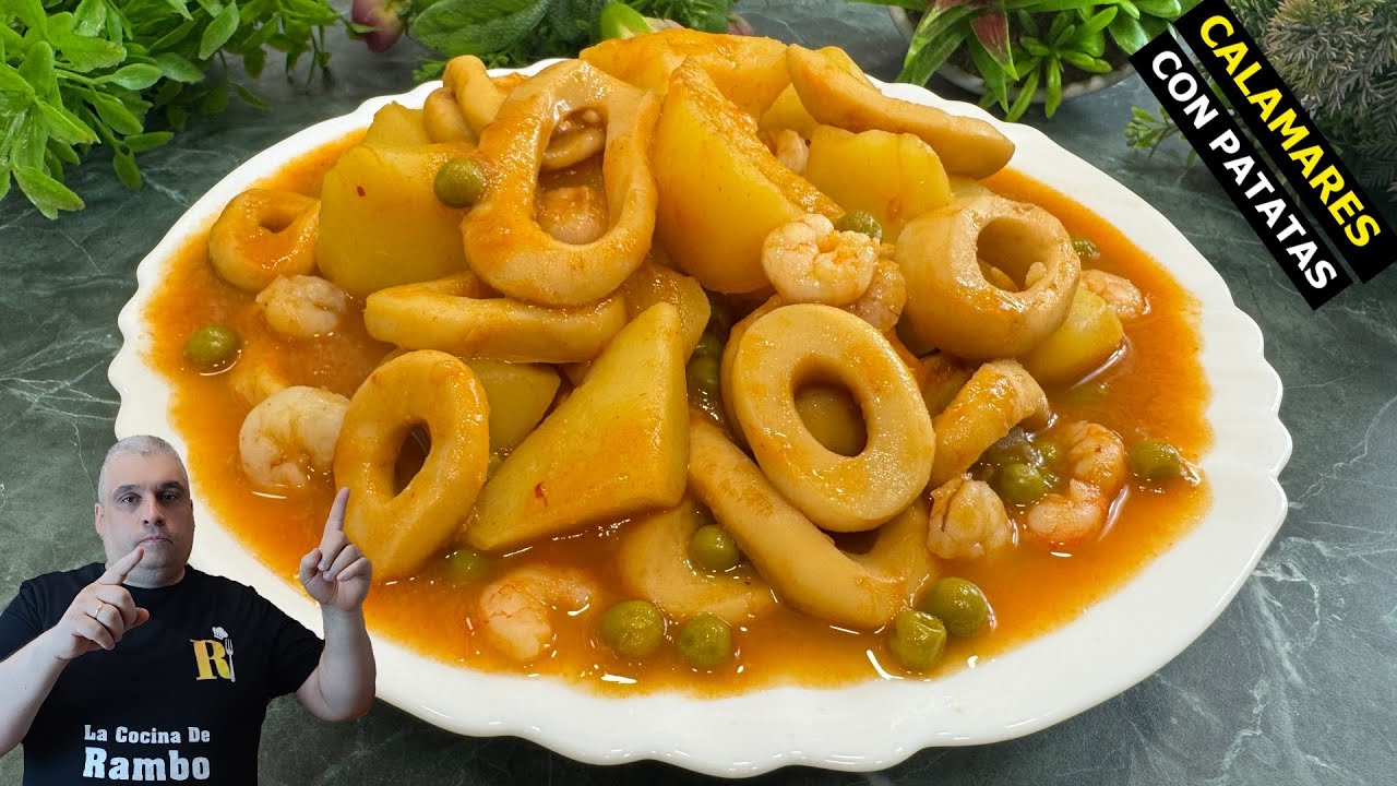 💥 Receta de PATATAS con CALAMARES y GAMBAS, ¡Este caldo está increíble!