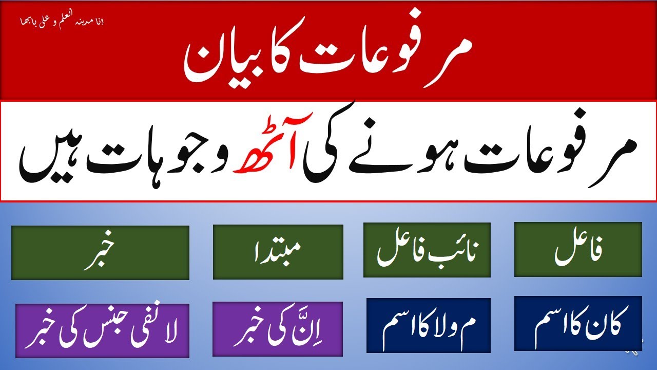 Arabic Grammar 70 murfuat  مرفوعات کا مکمل بیان urdu/hindi By Syed Mansoor Ali Shah