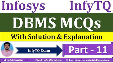 DBMS MCQs | InfyTQ 2023 DBMS MCQs | DBMS MCQs Solution & Explanation | Database MCQs | Part-11