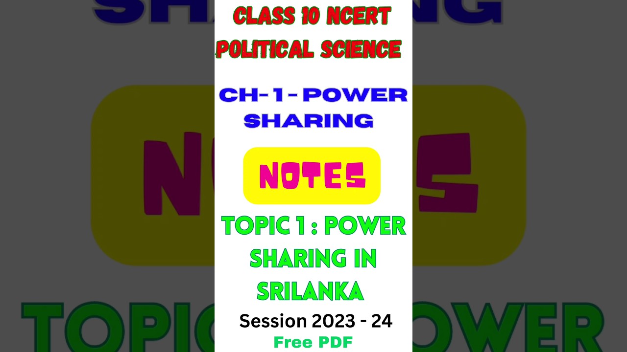 Power Sharing in Srilanka Notes Class 10 NCERT Political Science|Ch 1 SST Power Sharing| 