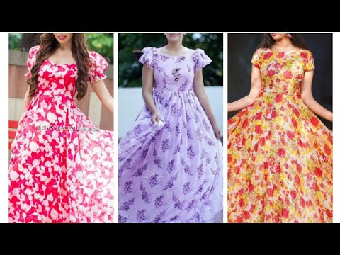 Floral gown from old saree | umbrella chiffon gown/evening gown | Floral  evening gown, Saree gown, Floral gown