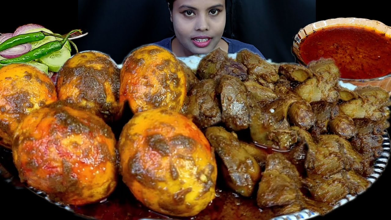 Eating Show Egg Curry With Rice Asmr Eating Chicken Curry Liver Curry Masala Food Eating Challenge