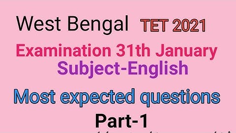 Most expected questions of English for WB  primary Tet 2021 part-1 by Taufique Ansari