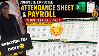 Employee Attendance Sheet in Excel | Easy & Fast 💯Attendance Sheet Mastery in One Video 😱#payroll