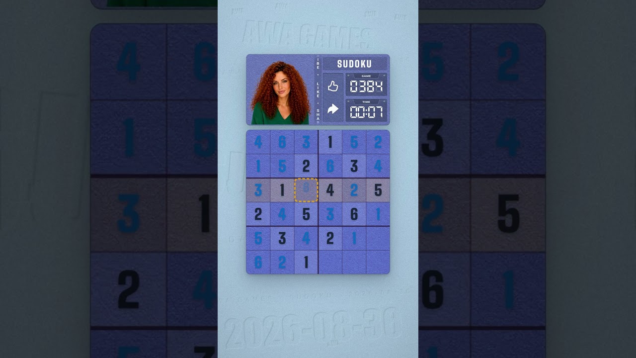 LinkedIn Mini Sudoku #384 solved board for August 30, 2026, 6x6 grid