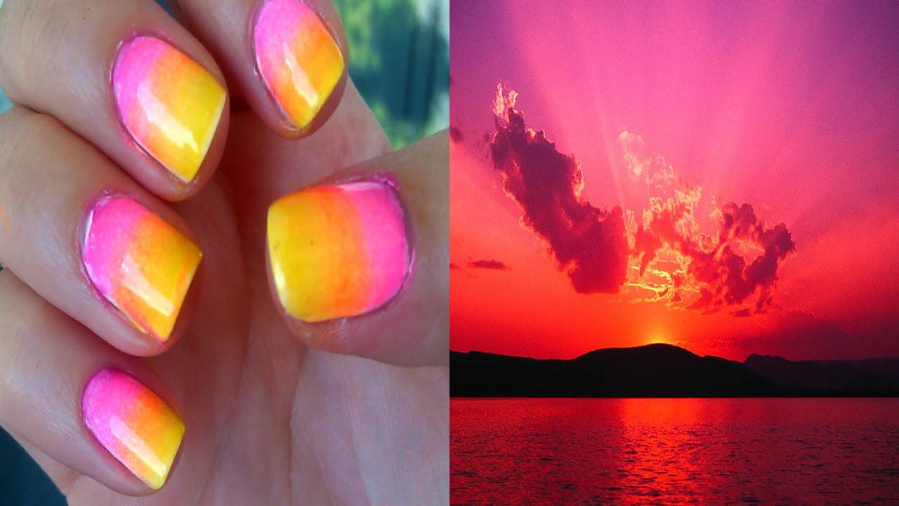 Sunset Nail Art with Ombre - wide 2