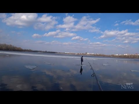 Fishing rod used to save Ukrainian boy on floating ice block
