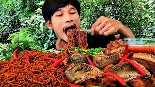 ASMR Boiled Beef Lips with Spicy Dipping Sauce & Ramen 🔥🥩🍜 | Ultimate Thai Isan Mukbang