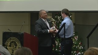 Hampton H.S.’s Adam McClain presented with High School Football Player of the Year award