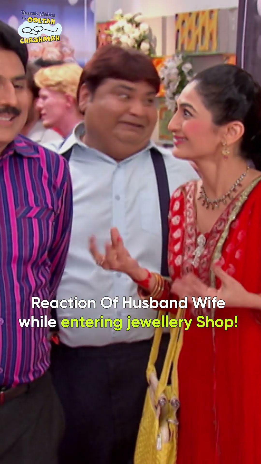 Reaction of husband wife while shopping!#tmkoc #relatable #kumbh #funny #shorts  #valentinesday