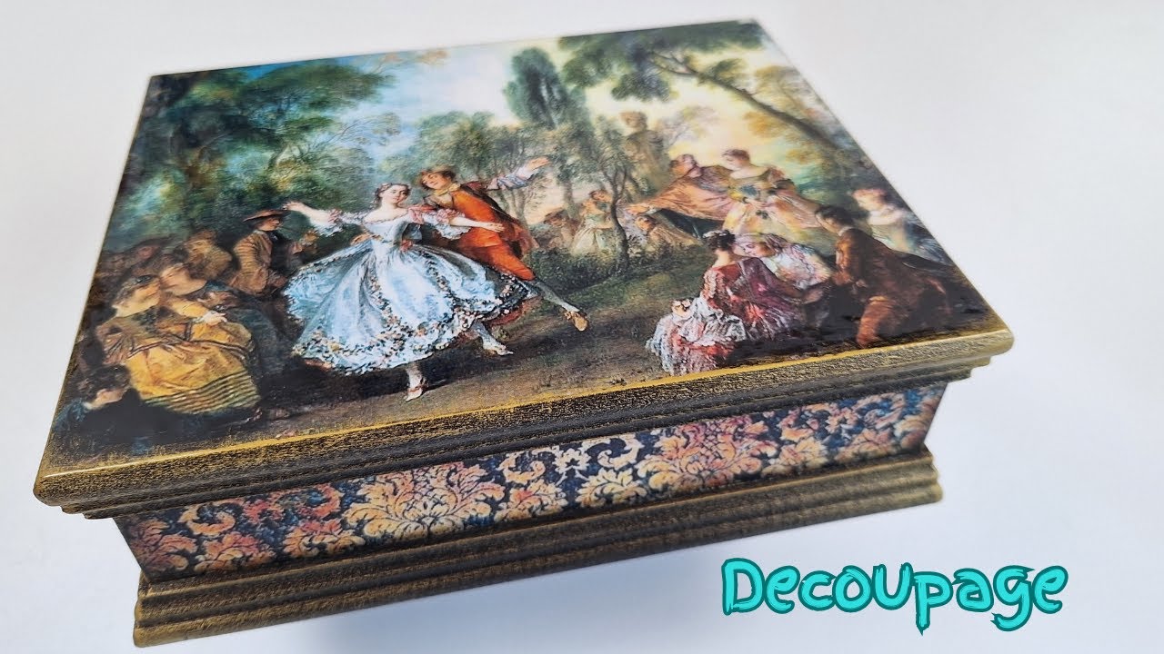 Cutie Pentru Bijuterii Victoriană ! Decoupage Pe Cutie De Lemn ! Transfer De Imagine Pas Cu Pas !