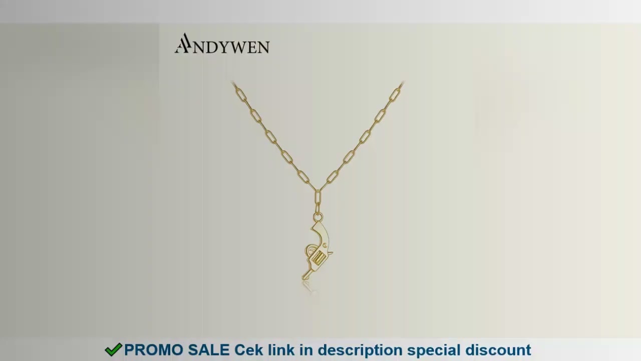 ANDYWEN 925 Sterling Silver Rock Punk Gun Pendant Horoscope Chain Necklace 2021 New Fashion European