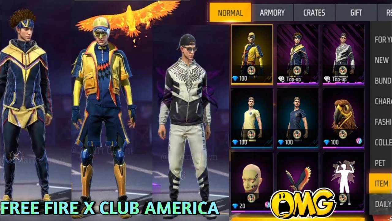 FREE FIRE X CLUB AMERICA COLLABORATION ALL ITEM PREVIEW FF × CLUB AMERICA 