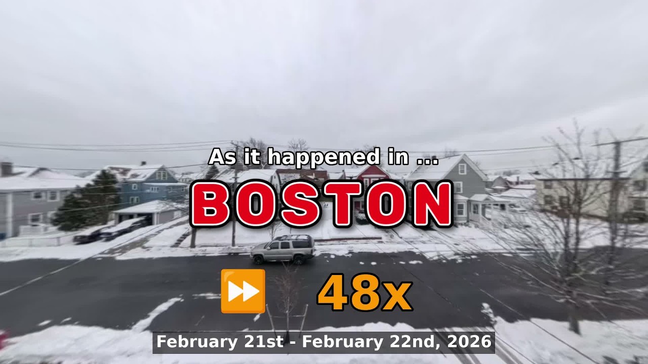⏩ Daily Time Lapse of the Boston Weather 360° Live Stream February 21st - 22nd 2026 (48x) [Beta]