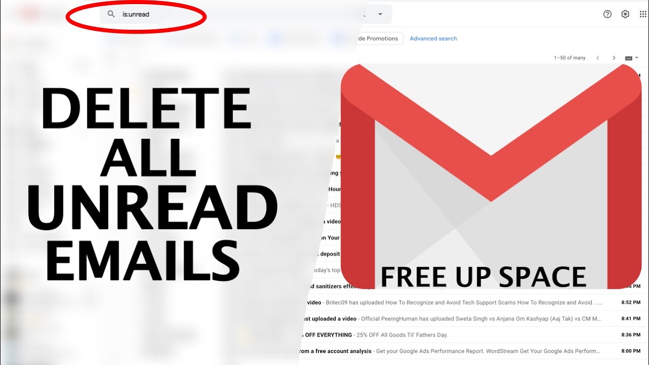 How To Delete All Unread Mails In Gmail At Once Youtube