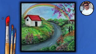 Rainbow ? Scenery ?️ With Acrylic Colours | Drawing Tutorial | By Kailash Prajapati |