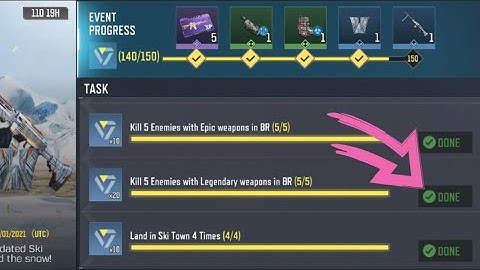 Call Of Duty Mobile Kill 5 Enemies with Legendary weapons in BR Task Complete