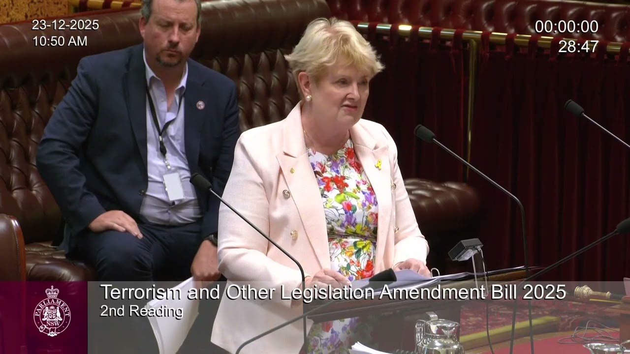 The Hon. Susan Carter speaks on the Terrorism and Other Legislation Amendment Bill 2025