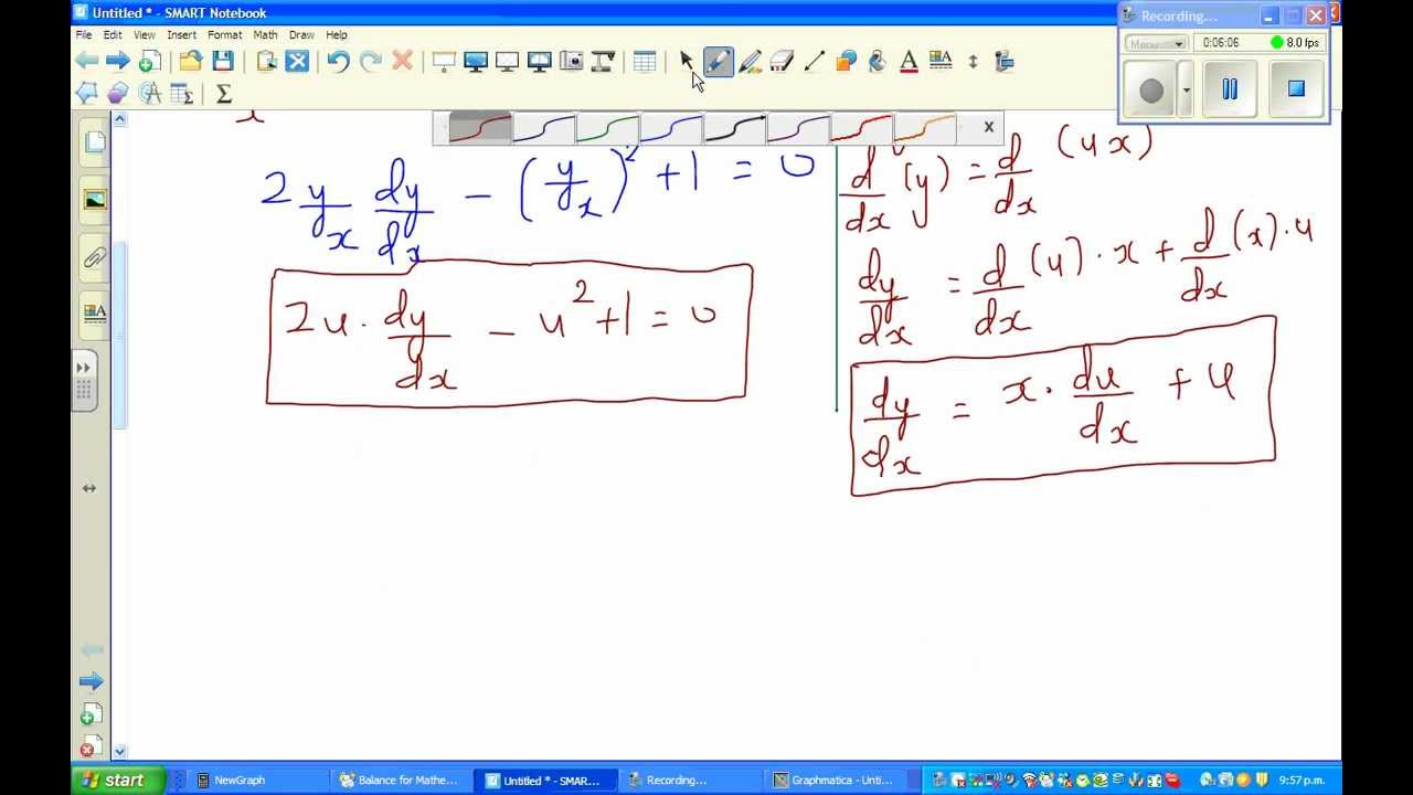 Solving Differential Equation 2xy Dy Dx Y 2 X 2 0 Youtube