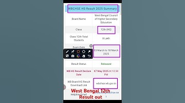 West Bengal 12th Result Out..#wbbse #wbchse #wbchse2025 #result #shortsfeed #shorts #viralshort #hs