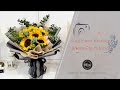 How to wrap sunflower bouquet by using eco Korea wrapper & tissue woven || 太阳花花束包装教程 || 花藝教學