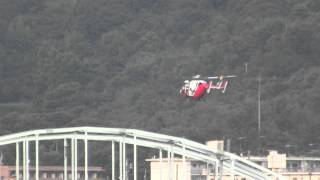 River Rescue by a helicopter Yamaguchi Prefecture, Japan 20140806-2