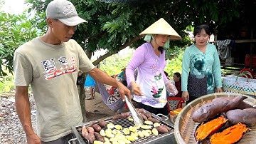 Bán cùng Lúc CHUỐI và KHOAI LANG NƯỚNG Chan Nước Cốt Dừa Buổi Trưa Bà COn Nhìn Thấy Đã Thèm #217
