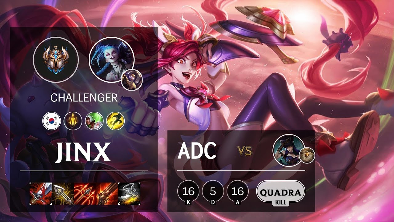 Jinx ADC vs Caitlyn - KR Challenger Patch 10.4