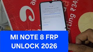 Redmi note 8 frp unlock 2026 | mi note 8 frp lock remove