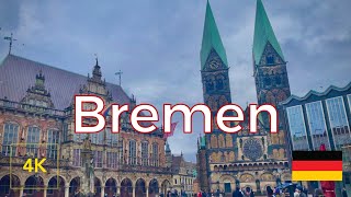 Bremen walking tour | Town Musicians of Bremen | Rainy Old Town Germany Street Walk 4k Sightseeing