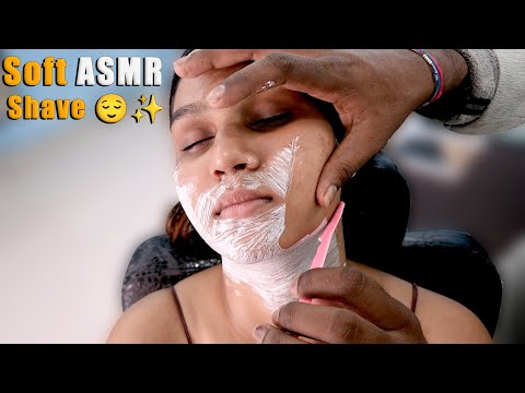 Soft Female Face Shave Massage Smooth Skin ASMR Relaxation