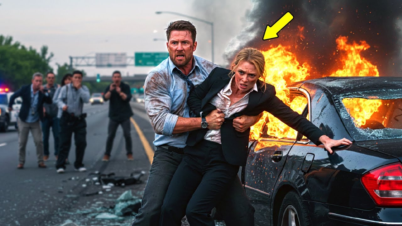 Single Dad Janitor Pulled a CEO from a Burning Car — But Her First Words to Him Weren't 