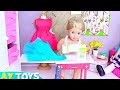 Baby Doll Makes New Dresses with Sewing Machine! Crafty story for kids by Play Toys!