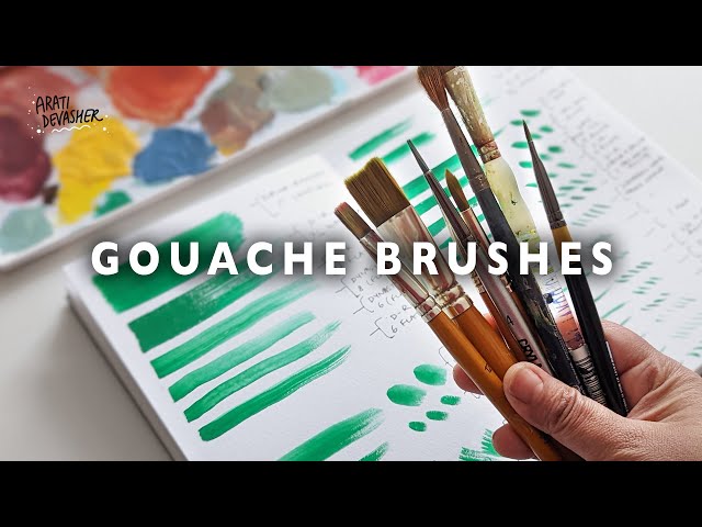 GOUACHE PAINT BRUSHES and how to clean them + swatching brush types 