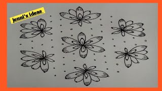 13 to 7 dots beautiful floral design rangoli