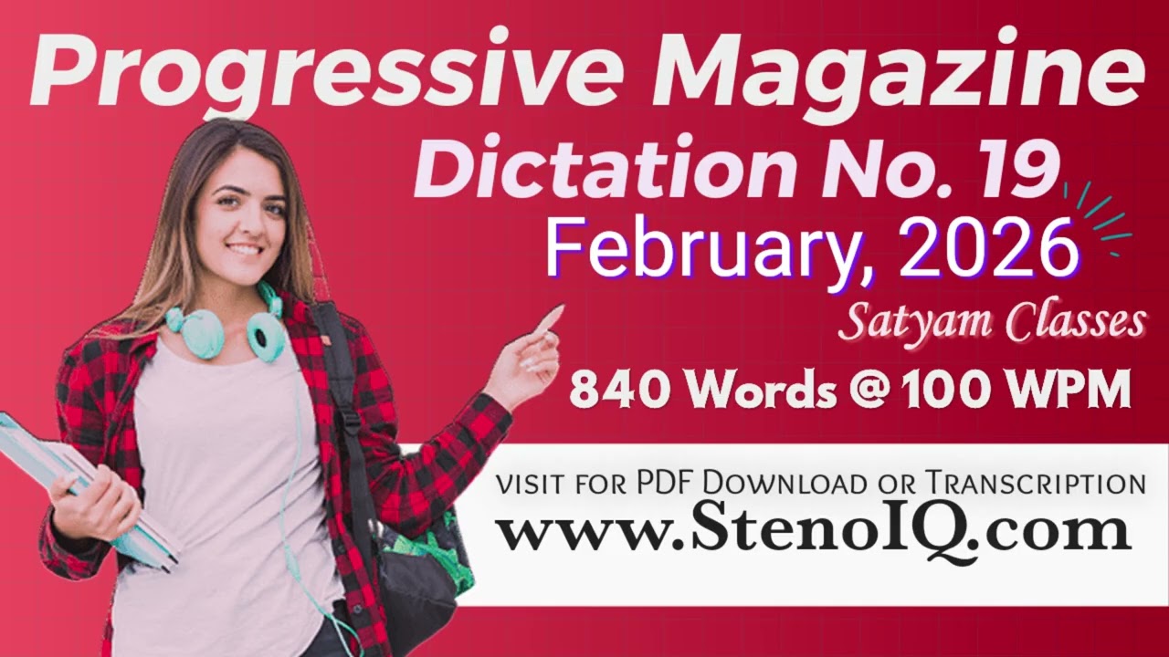 FEB Execerise No  19 | 100 WPM | PROGRESSIVE SHORTHAND | February 2026 | #stenoiq #steno