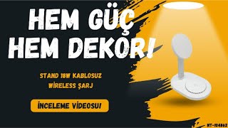 Nettech Stand 18W Kablosuz Şarj Şık Beyaz Stand Hızlı Şarj Özelliği Nt-104862