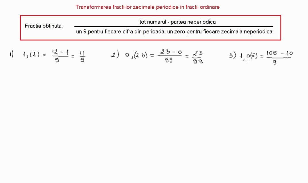 Transformarea Fractiilor Ordinare In Fractii Zecimale Periodice Simple Transformarea fractiilor zecimale periodice in fractii ordinare (5c56
