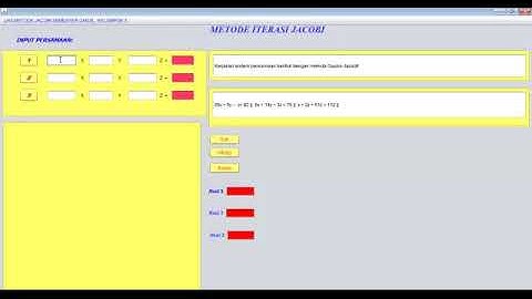 IMPLEMENTASI APLIKASI JAVA JACOBI PERHITUNGAN  || MUDAH DAN SEDERHANA - 3 PERSAMAAN