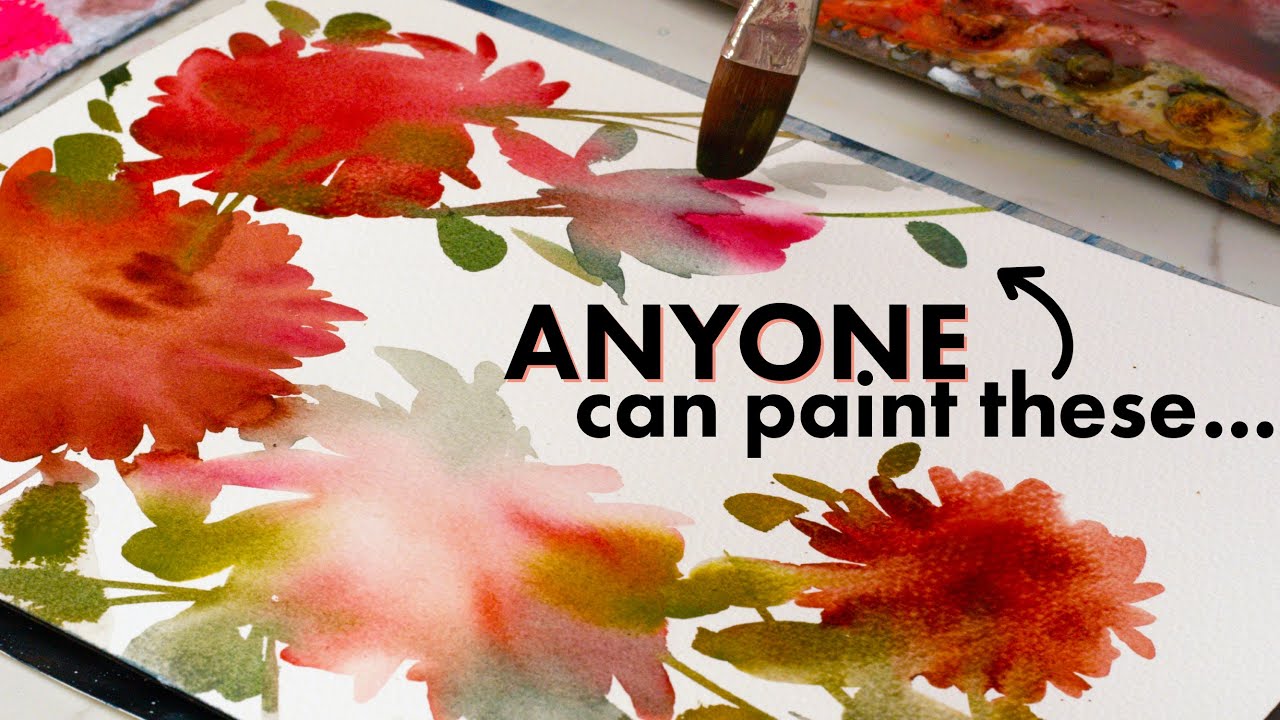How to paint a SIMPLE watercolor Dahlia flower!