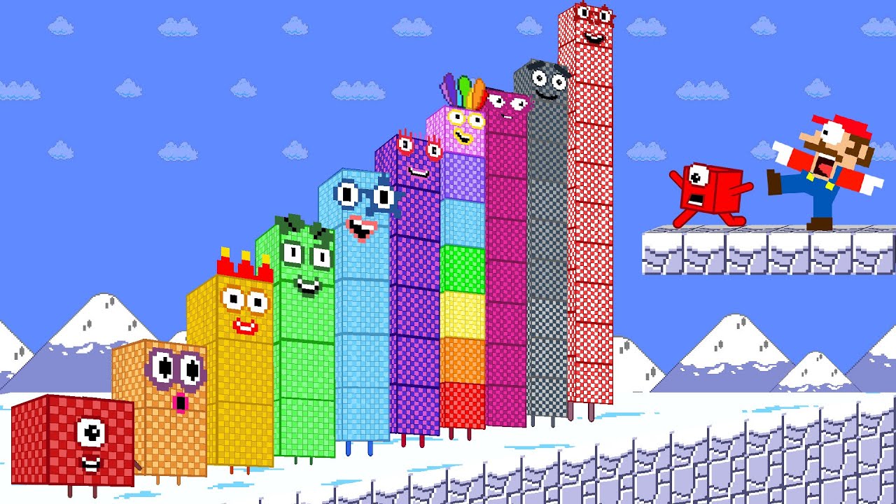 Number 1 x Mario vs the Giant and Tallest Block Maze Mayhem | From 100 to 1,000,000,000