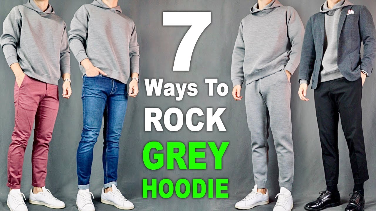 7 Ways To ROCK Grey Hoodie | Outfit Ideas For Men - YouTube