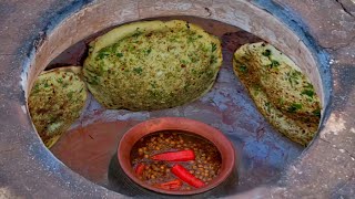 Anardana Tandoori Aloo Kulcha with Punjabi Tadka Chhole Recipe I