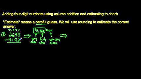 adding four digit numbers using column addition and estimating to check   ut