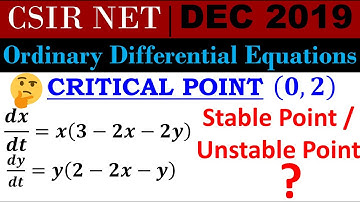 CSIR NET MATHEMATICS Dec 2019| ODE | Stability of Critical Point of ODE (Section B)