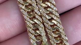 新品 k18 8面トリプル ダイヤモンド付き喜平ブレスレット